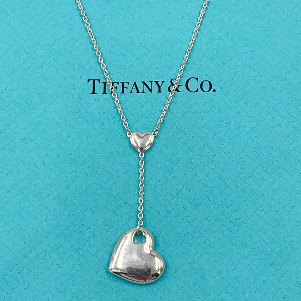 Tiffany & Co 925 Silver Dangling Large Solid Heart Pendant Necklace